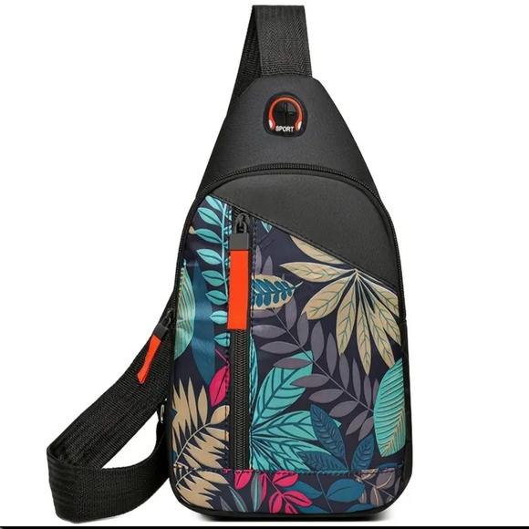 Unisex Multicolored Leaves Fashion Mini Chest Bag - Picture 1 of 5